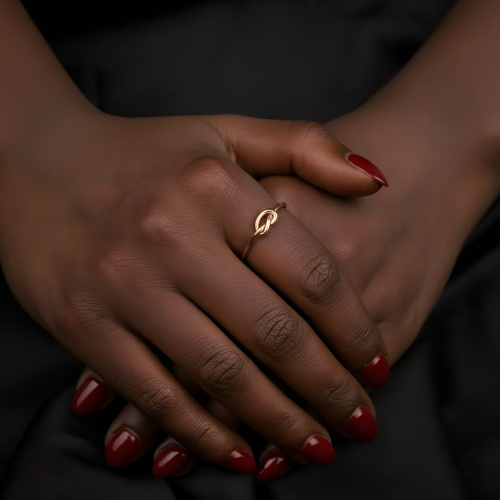 Minimal Gold Knot Ring – Dainty Adjustable Knot Ring, Everyday Stackable Jewelry
