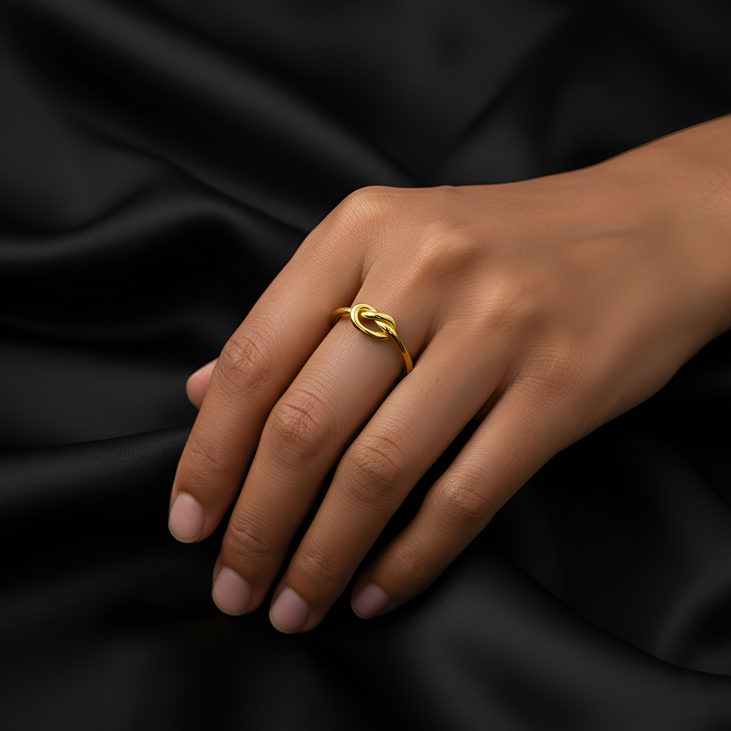 Minimal Gold Knot Ring – Dainty Adjustable Knot Ring, Everyday Stackable Jewelry