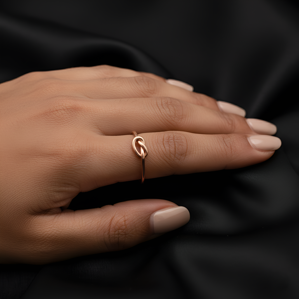 Minimal Gold Knot Ring – Dainty Adjustable Knot Ring, Everyday Stackable Jewelry