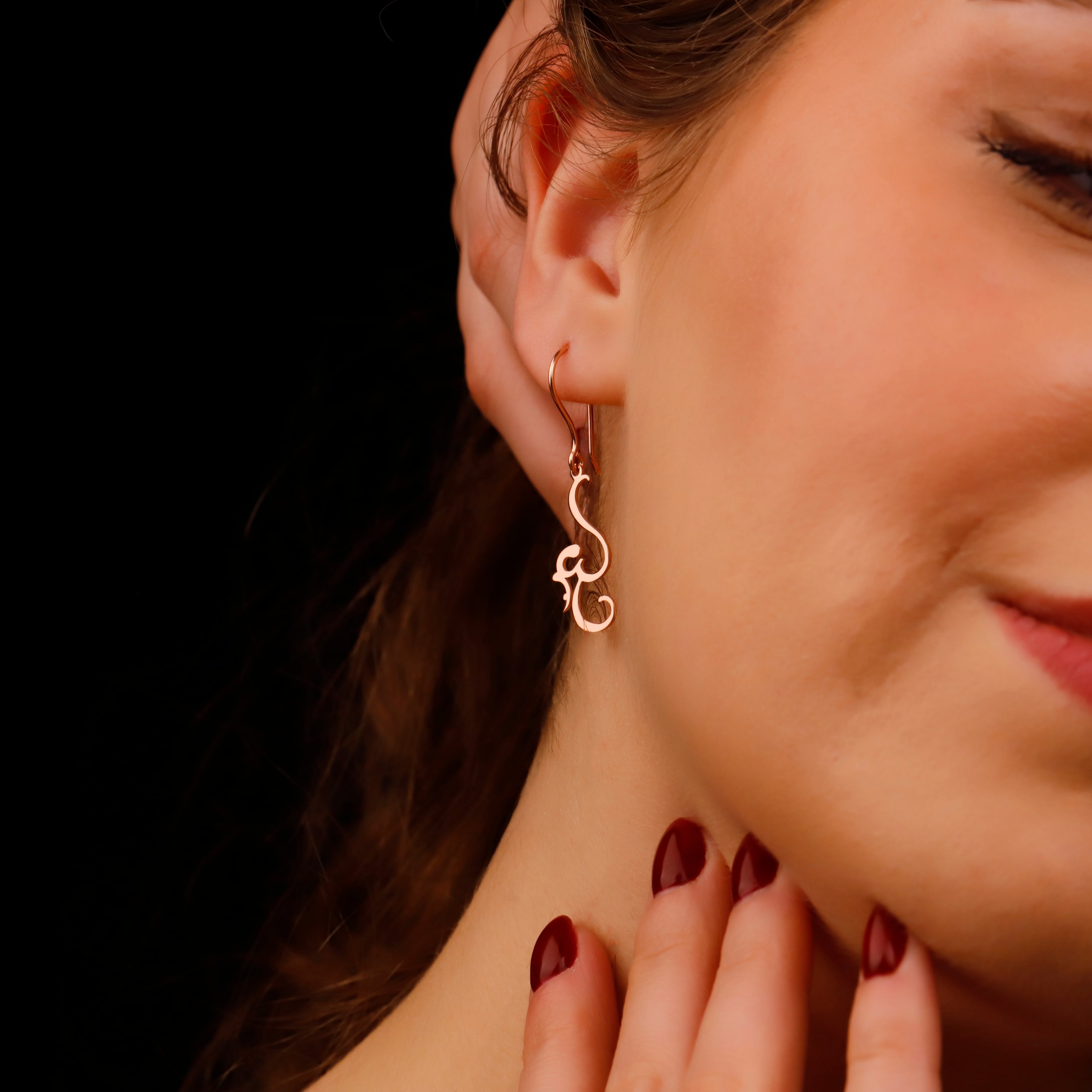 Om Symbol Drop Earrings – 14K Gold Spiritual Yoga Earrings, Minimalist Meditation Jewelry