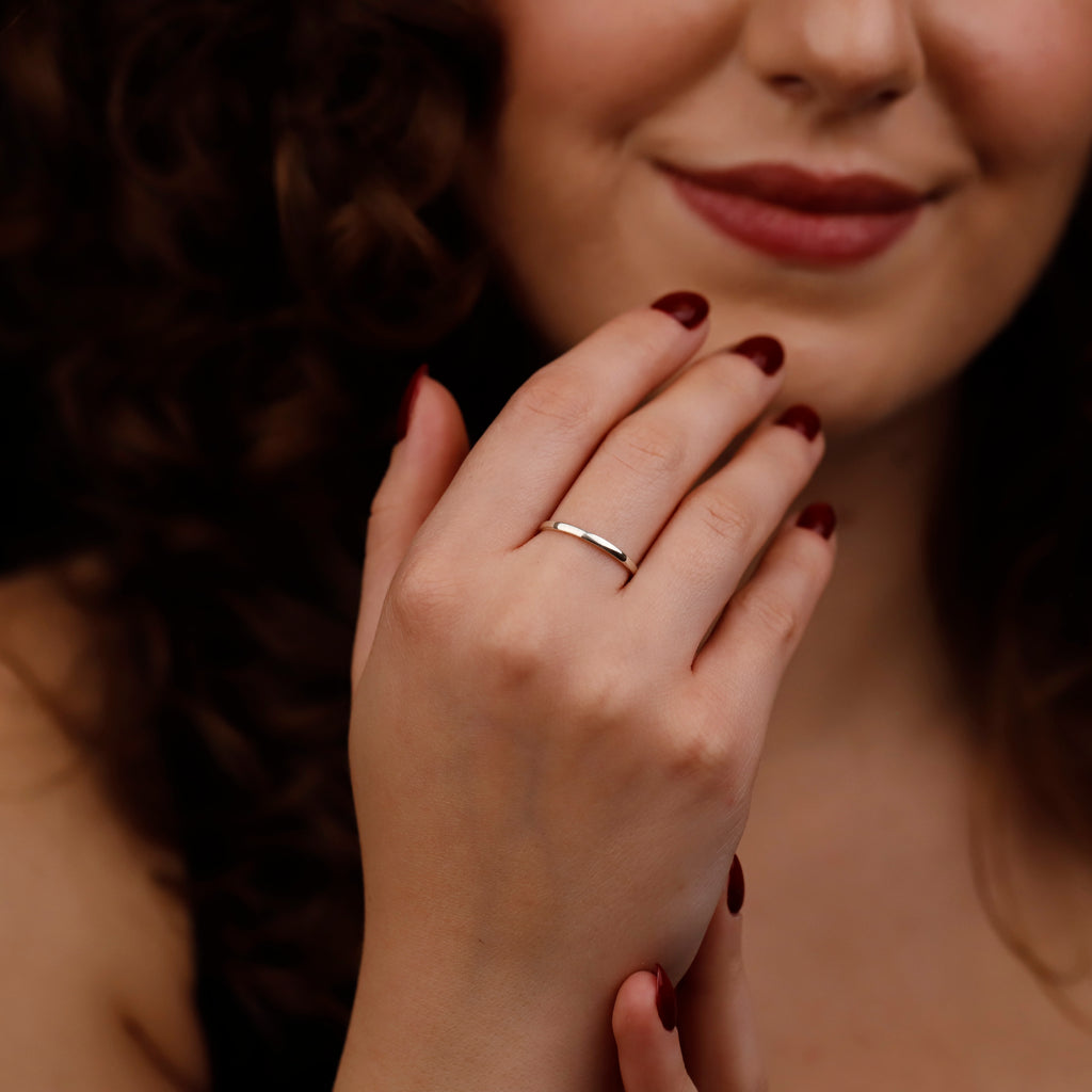 Minimalist Silver Band Ring – Thin Stackable Wedding or Promise Ring