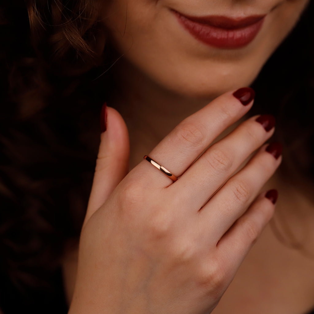 Minimalist Silver Band Ring – Thin Stackable Wedding or Promise Ring