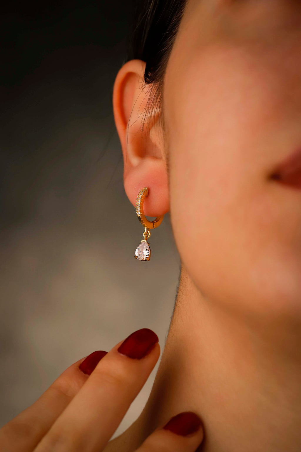 White CZ Drop Earrings – Gold Dainty Hoop Earrings