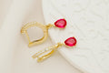 Ruby Red Cubic Zirconia Drop Earrings – Gold Dainty Hoop Earrings