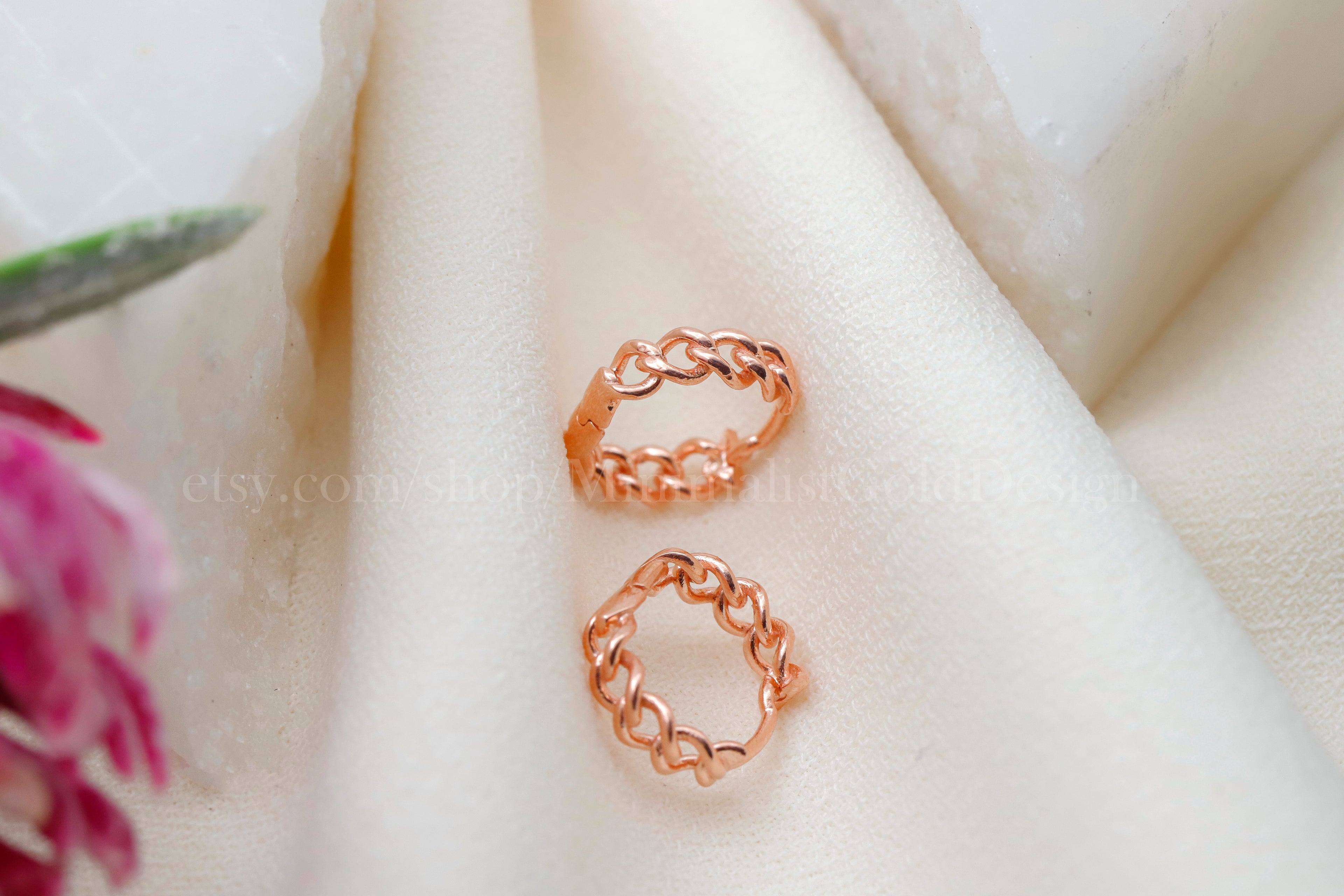 Chain Link Hoop Earrings – Dainty Minimalist Huggie Earrings, Everyday Stackable Jewelry