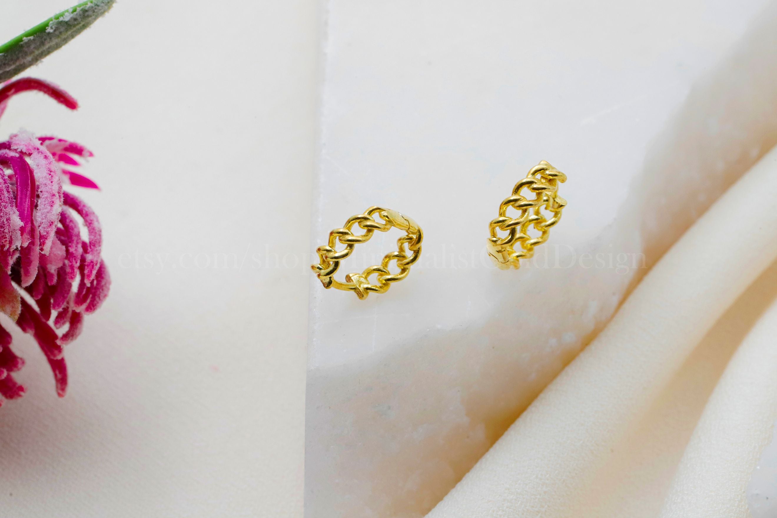 Chain Link Hoop Earrings – Dainty Minimalist Huggie Earrings, Everyday Stackable Jewelry