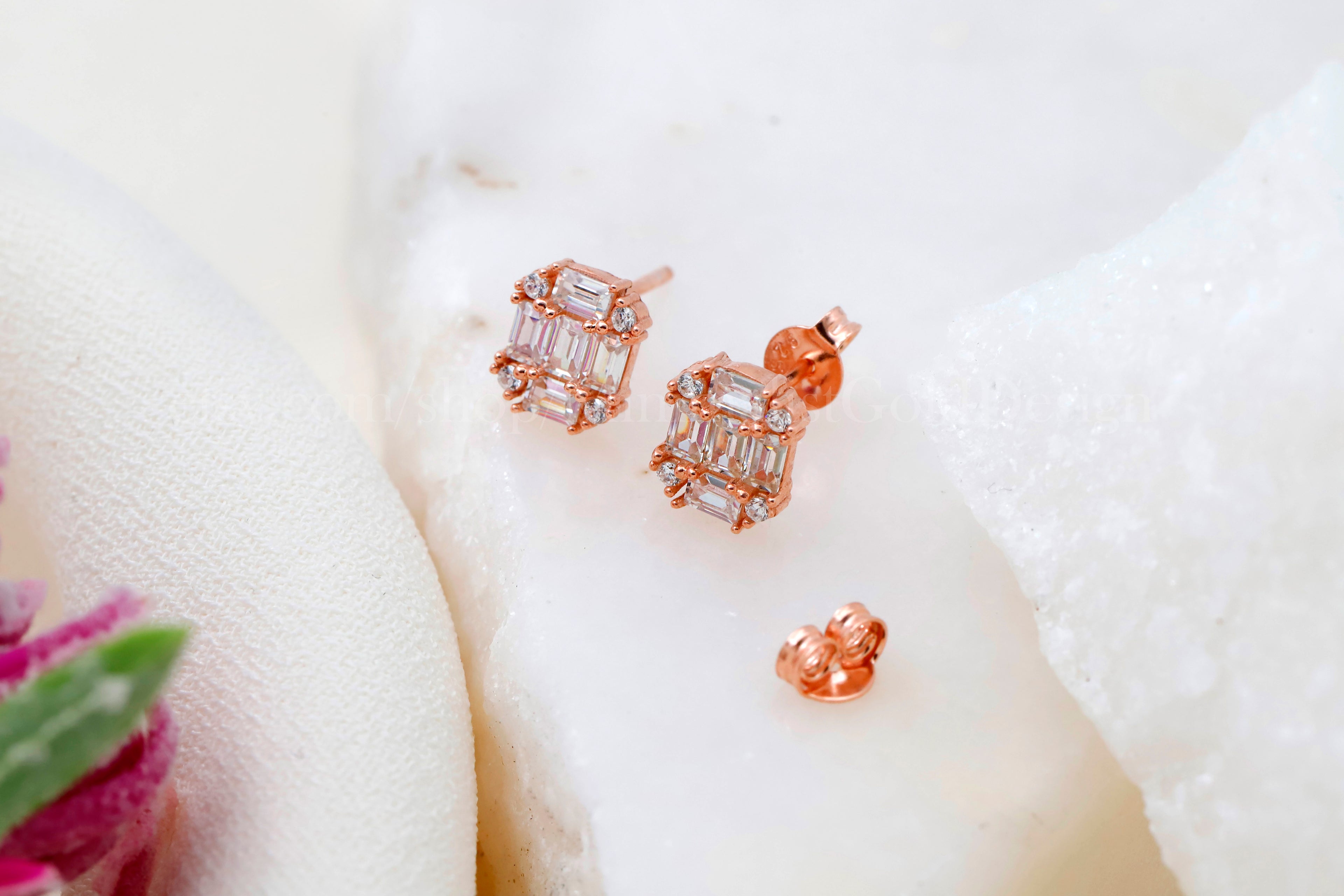 Baguette CZ Stud Earrings – Dainty Minimalist Rectangle Earrings, Everyday Sparkle Jewelry