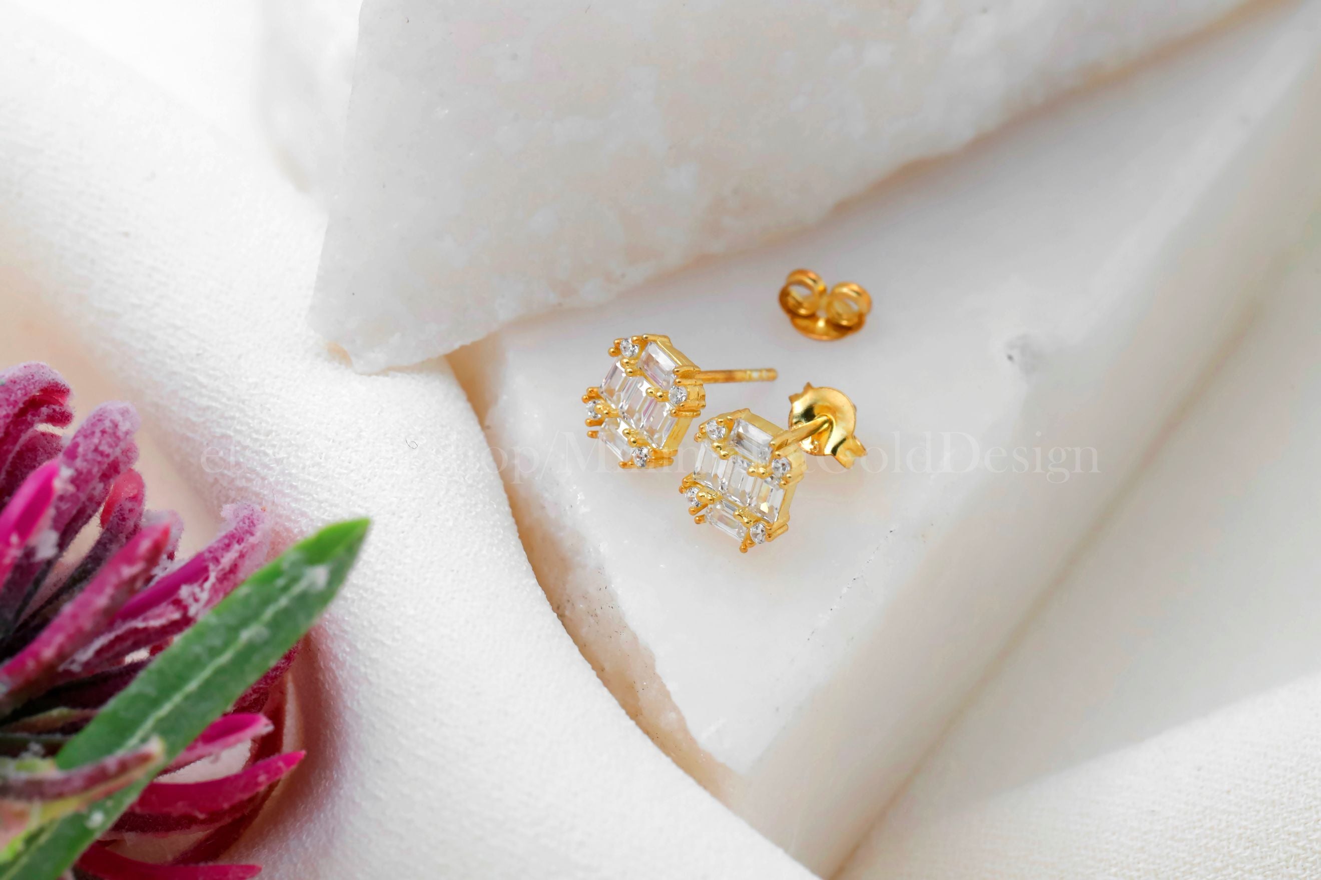 Baguette CZ Stud Earrings – Dainty Minimalist Rectangle Earrings, Everyday Sparkle Jewelry