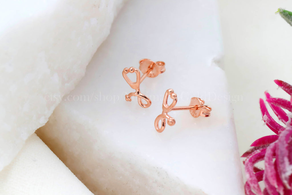 Stethoscope Stud Earrings – Gold & Silver Minimalist Medical Earrings
