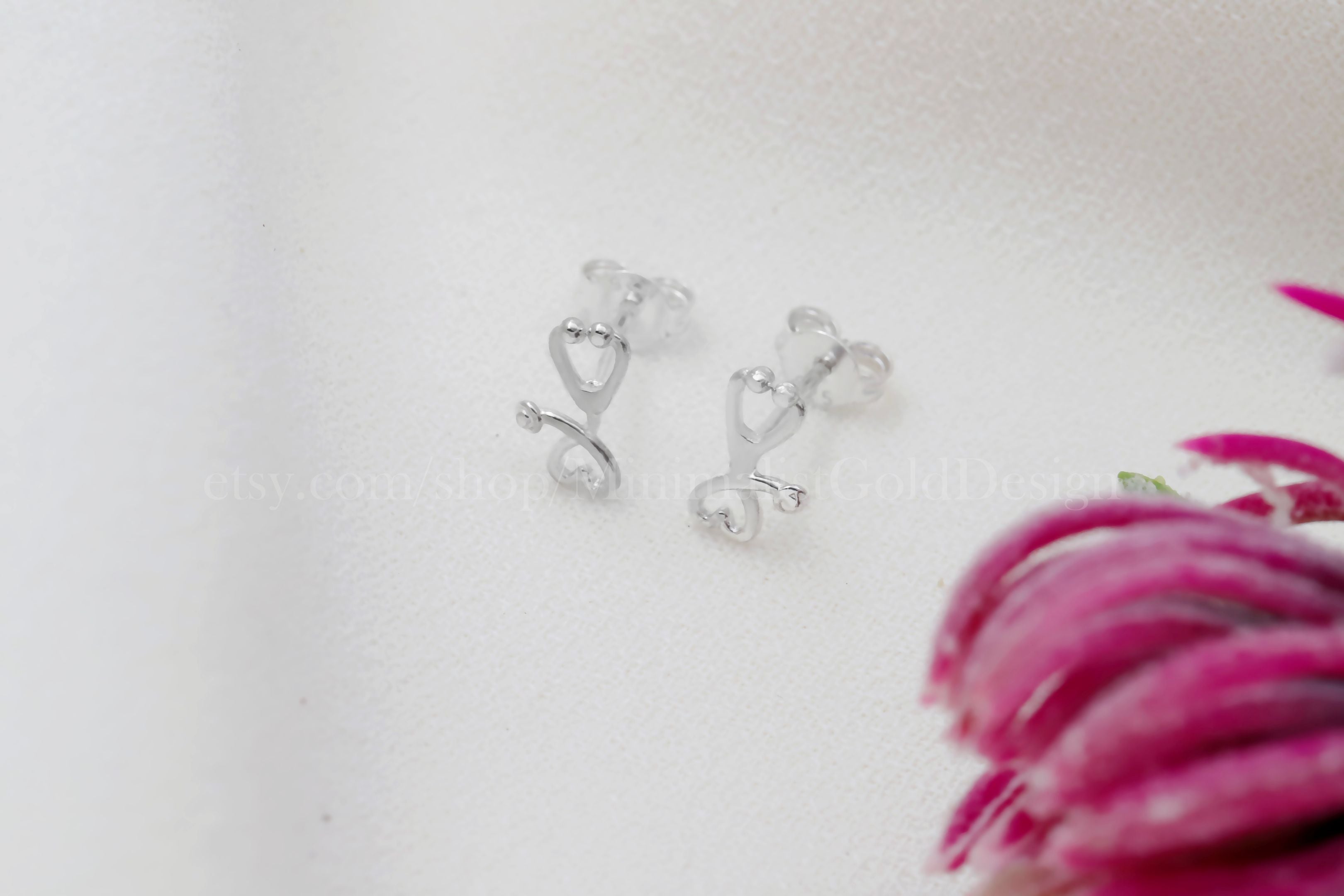 Stethoscope Stud Earrings – Gold & Silver Minimalist Medical Earrings