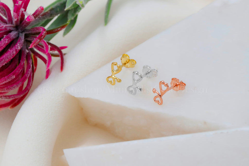Stethoscope Stud Earrings – Gold & Silver Minimalist Medical Earrings