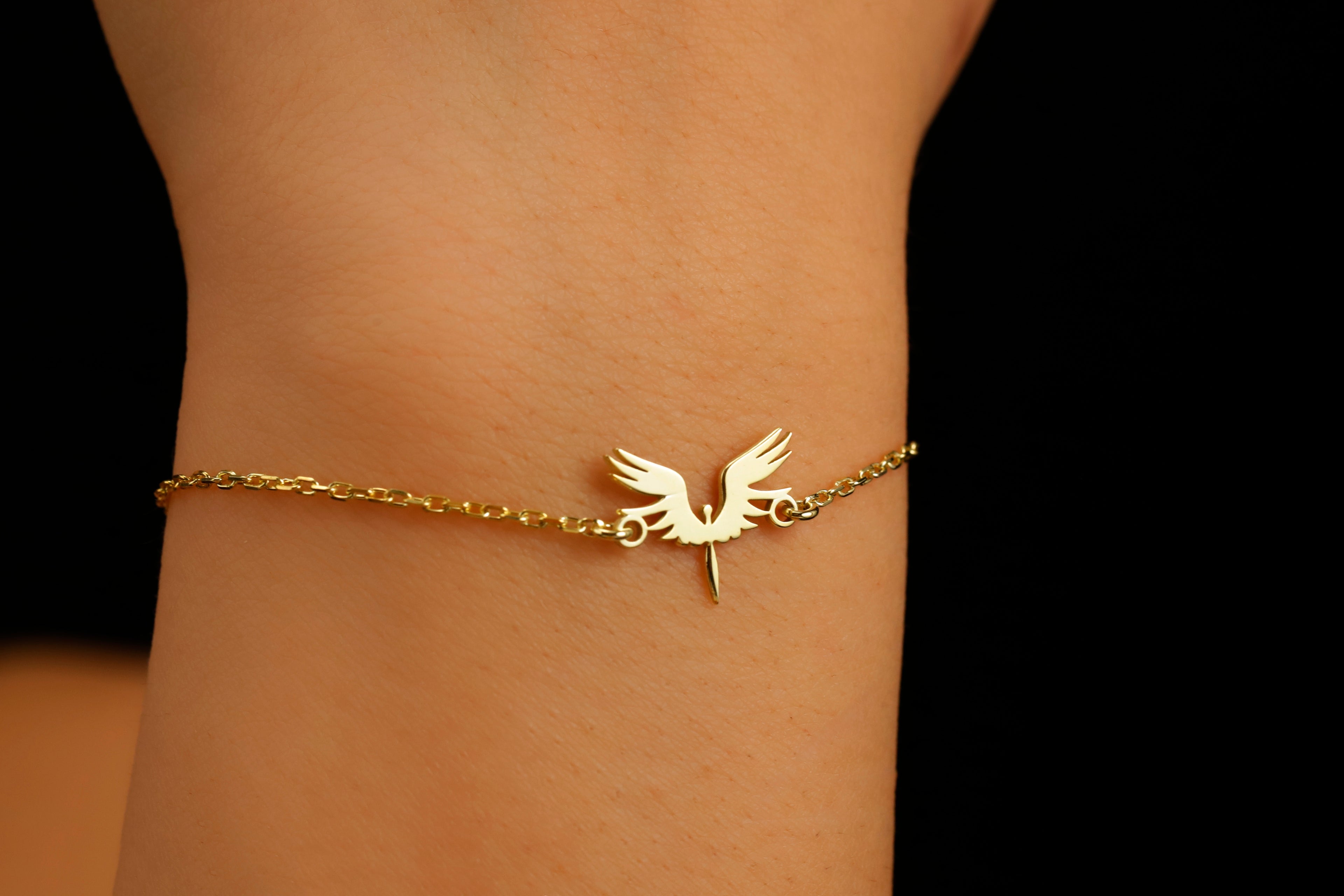 Angel Wing Bracelet – Gold Dainty Minimalist Bracelet for Women