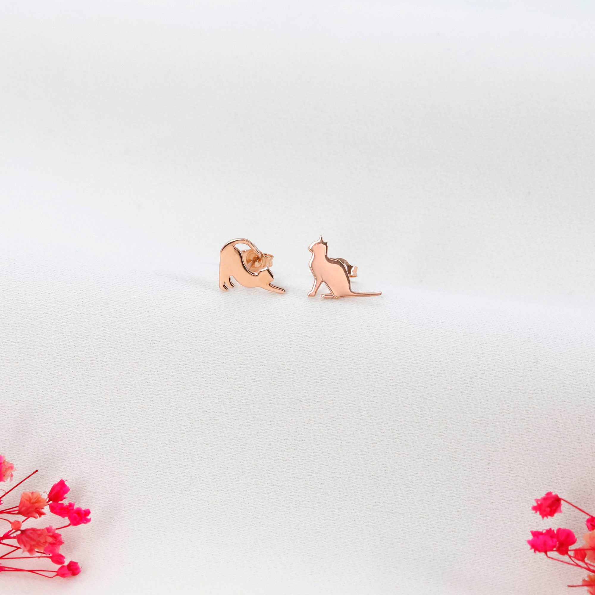Sterling Silver Cat Stud Earring – Minimal Cat Silhouette Earring