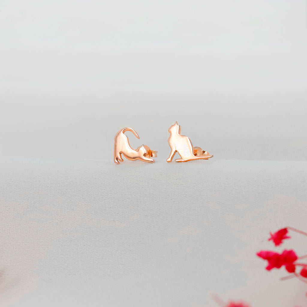 Sterling Silver Cat Stud Earring – Minimal Cat Silhouette Earring
