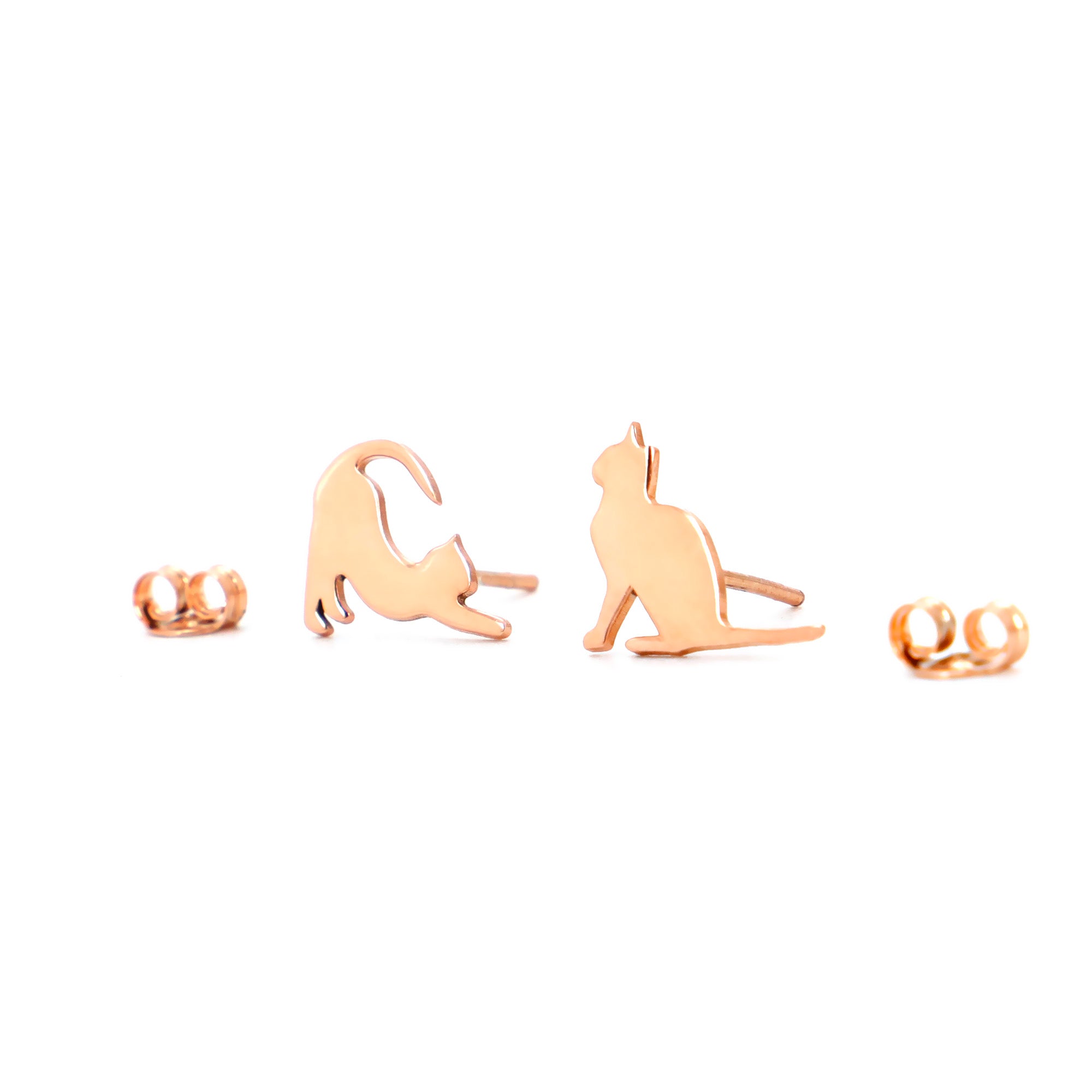 Sterling Silver Cat Stud Earring – Minimal Cat Silhouette Earring