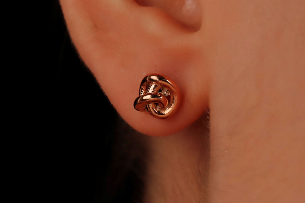 Gold Knot Earrings – Minimalist Dainty Stud Earrings for Women