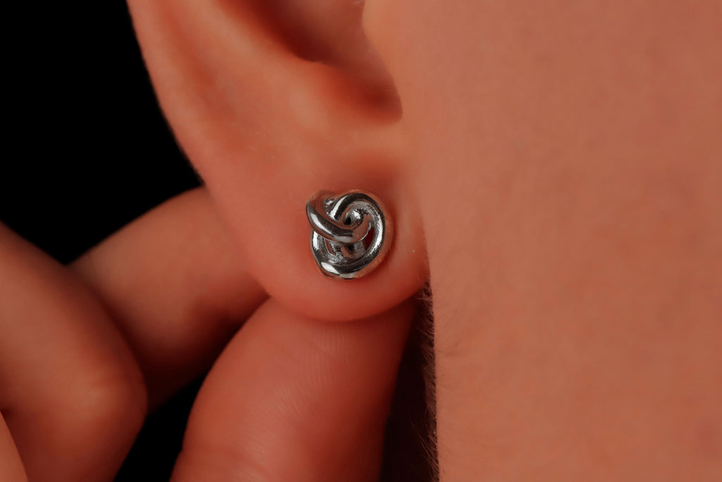 Gold Knot Earrings – Minimalist Dainty Stud Earrings for Women