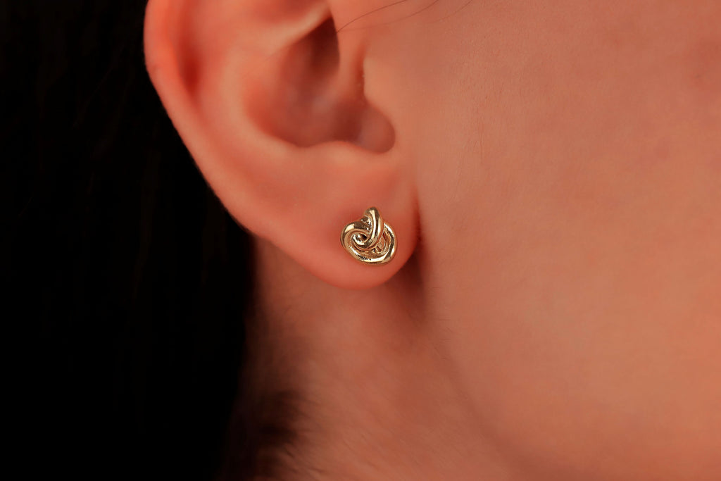 Gold Knot Earrings – Minimalist Dainty Stud Earrings for Women