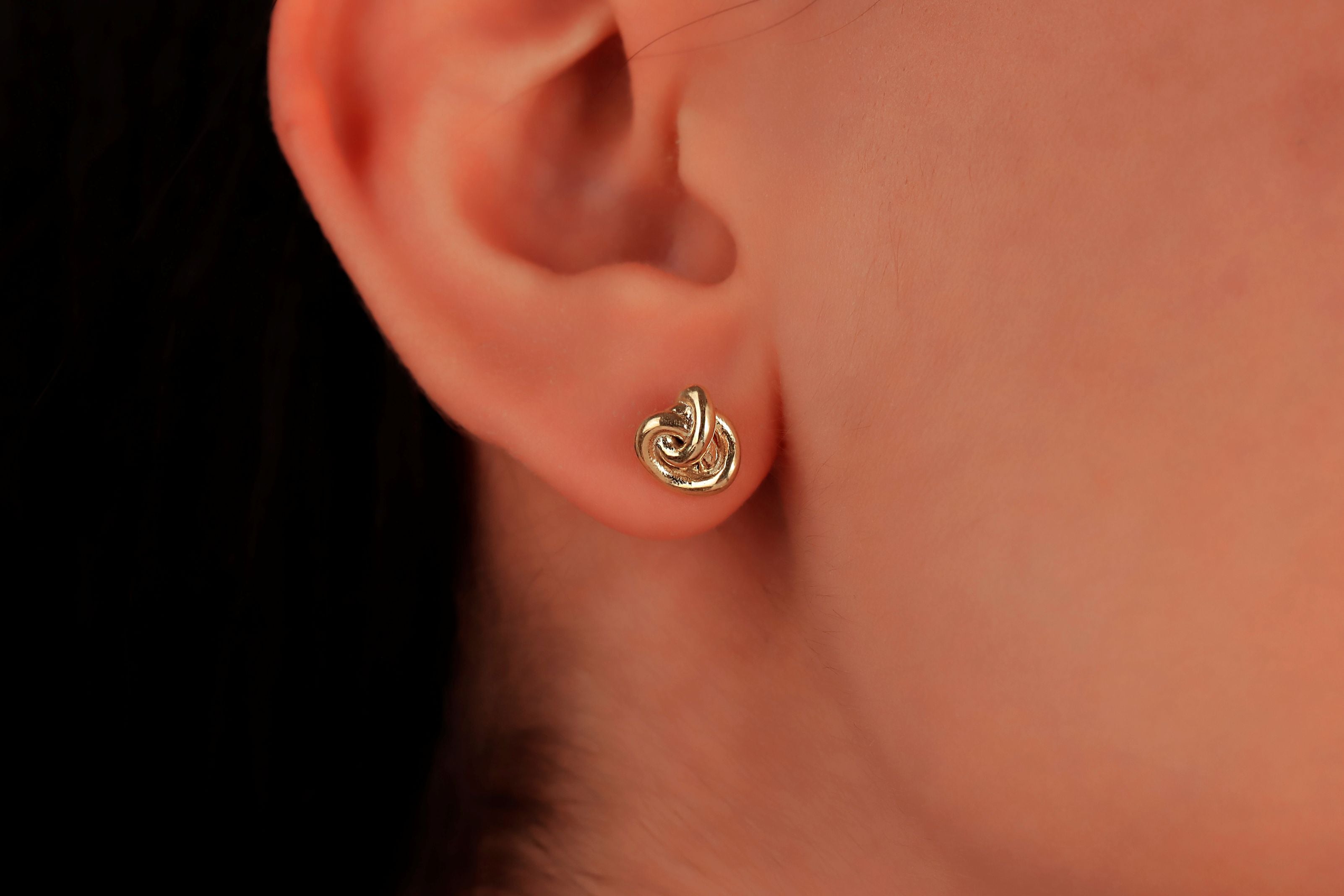 Gold Knot Earrings – Minimalist Dainty Stud Earrings for Women