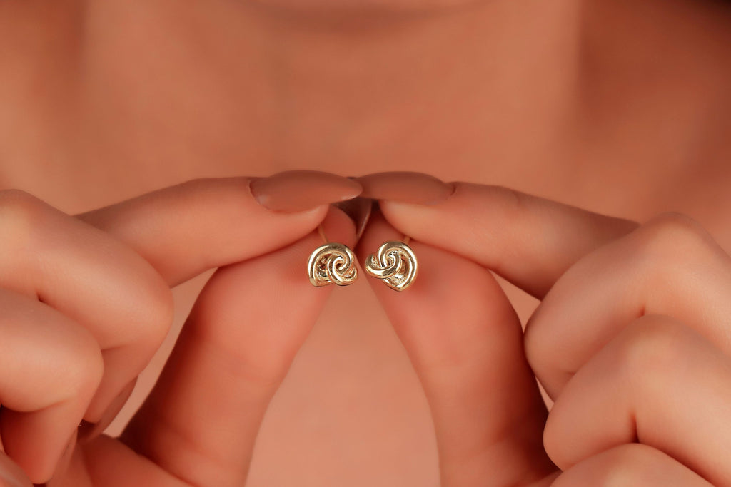 Gold Knot Earrings – Minimalist Dainty Stud Earrings for Women