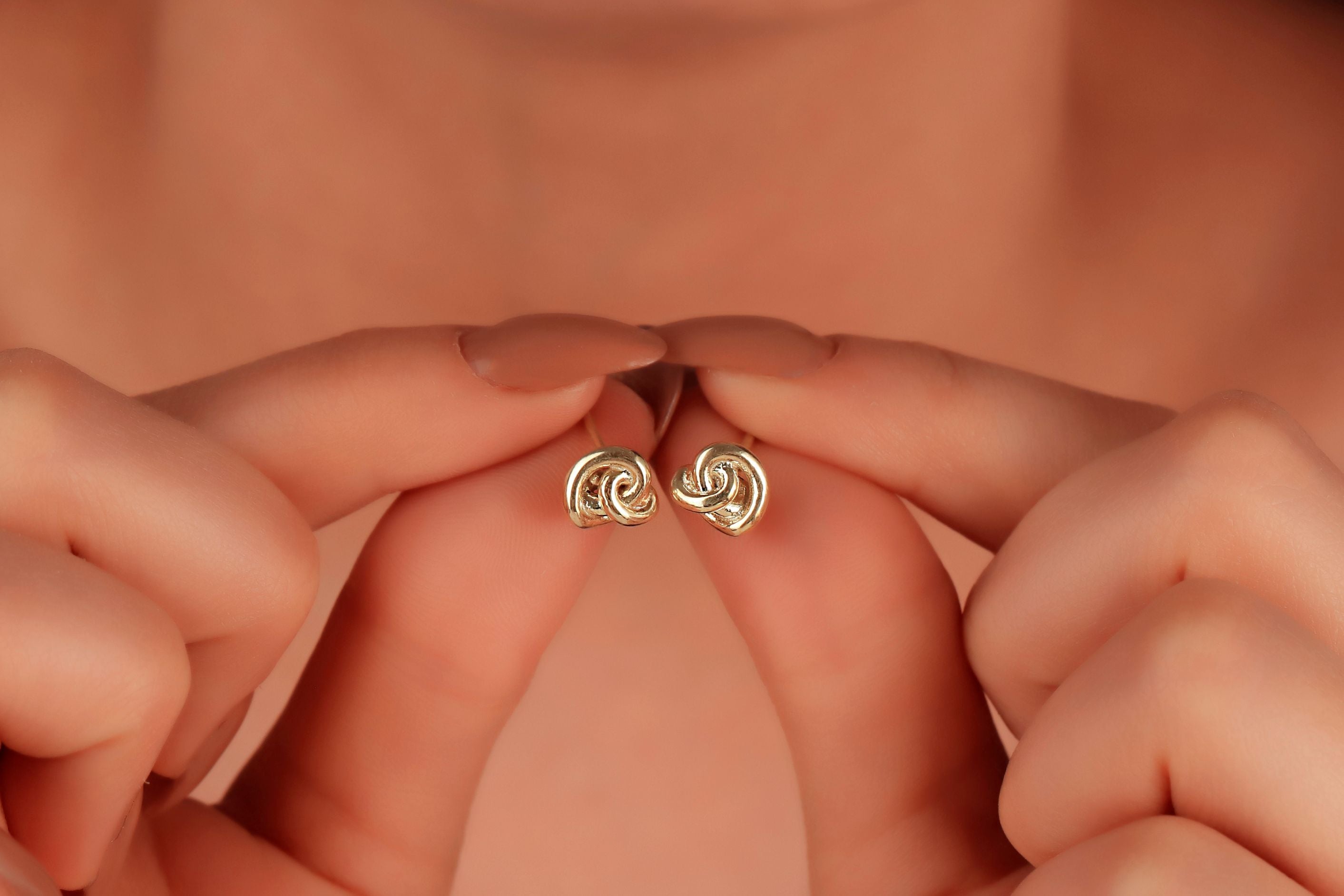 Gold Knot Earrings – Minimalist Dainty Stud Earrings for Women