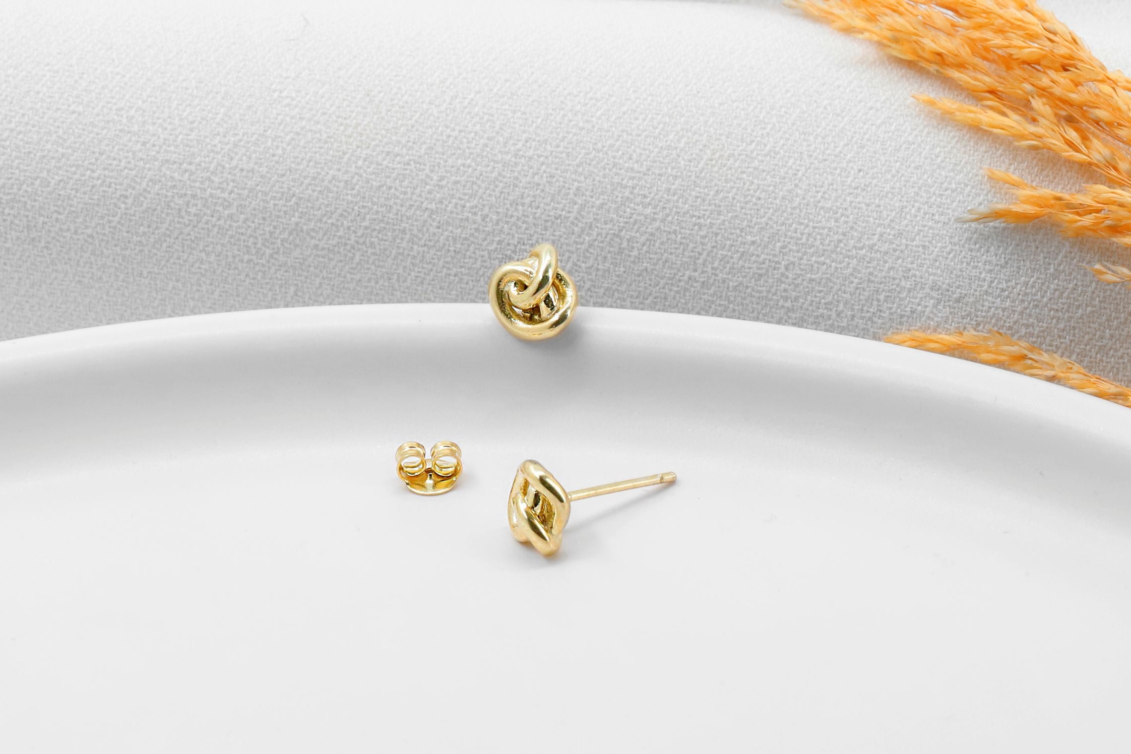 Gold Knot Earrings – Minimalist Dainty Stud Earrings for Women