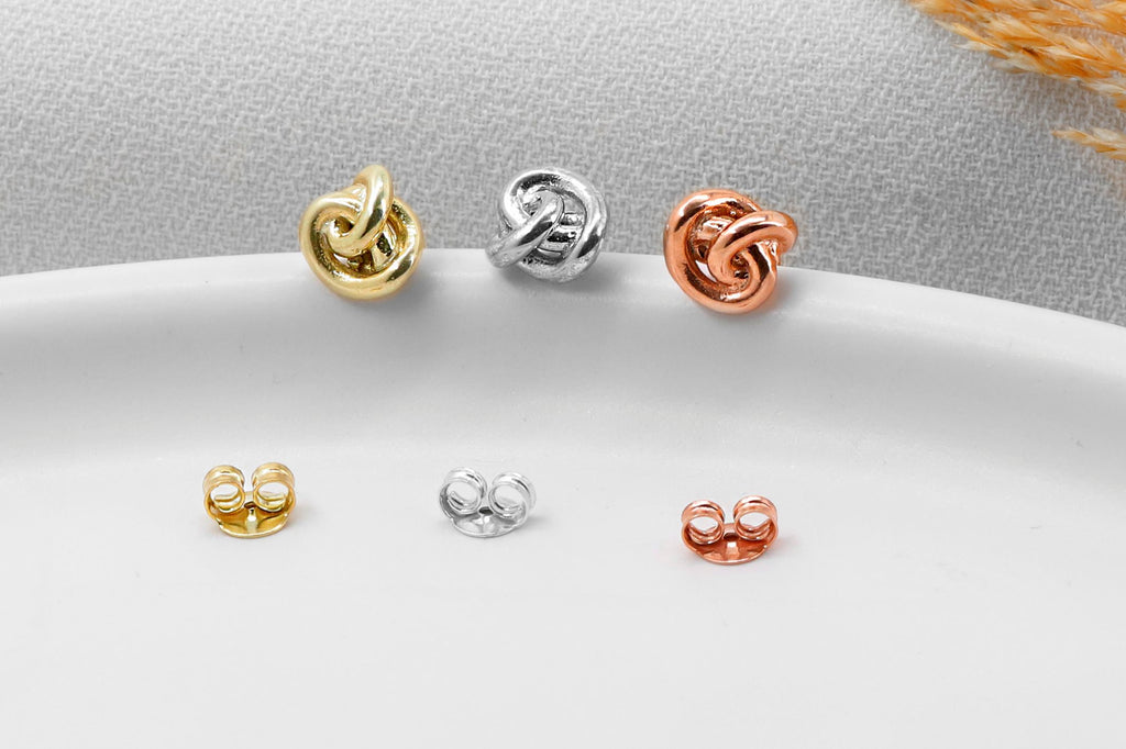 Gold Knot Earrings – Minimalist Dainty Stud Earrings for Women