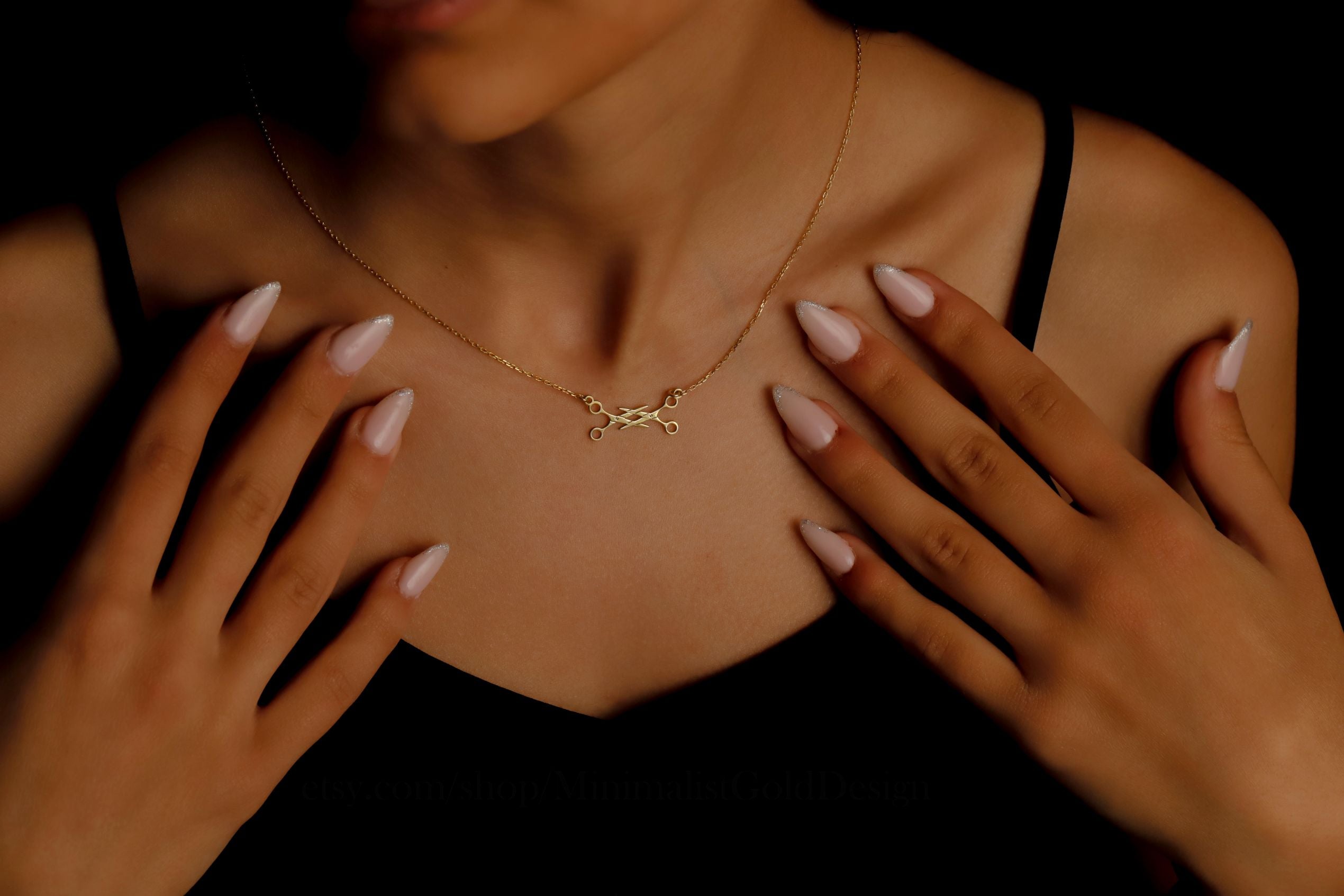 Lesbian Scissors Necklace – Minimalist Gold WLW Jewelry, Dainty Scissor Pendant