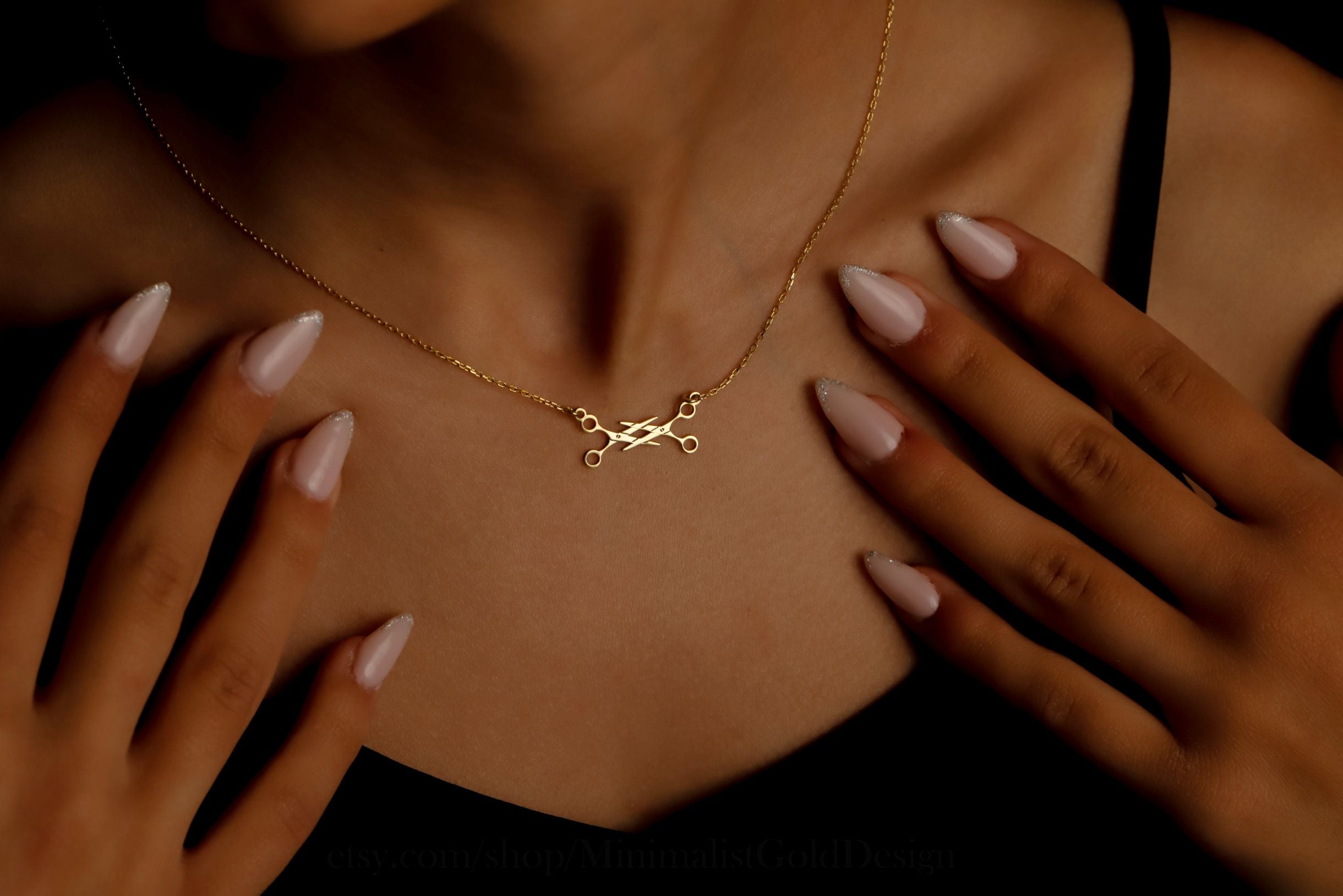 Lesbian Scissors Necklace – Minimalist Gold WLW Jewelry, Dainty Scissor Pendant