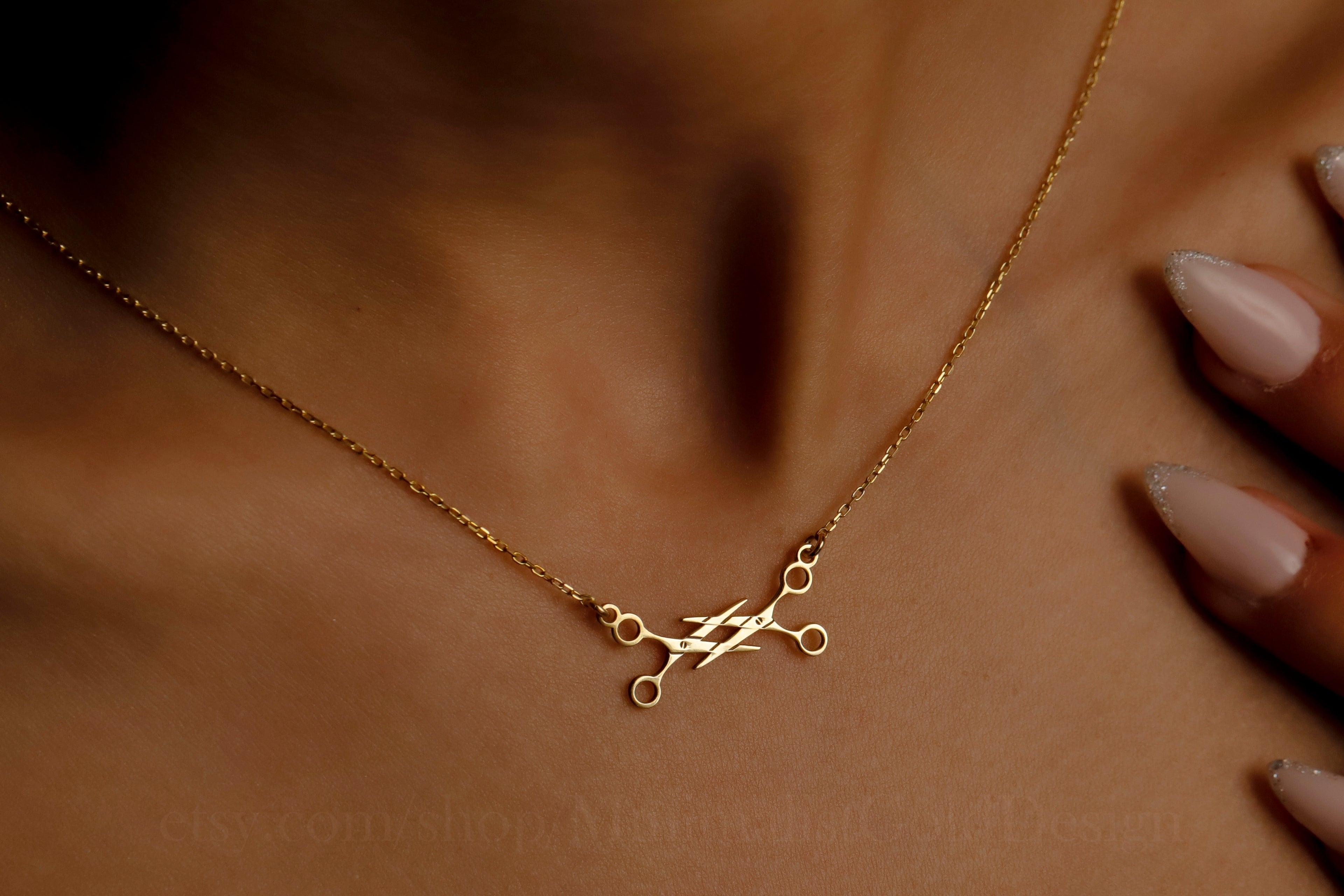 Lesbian Scissors Necklace – Minimalist Gold WLW Jewelry, Dainty Scissor Pendant