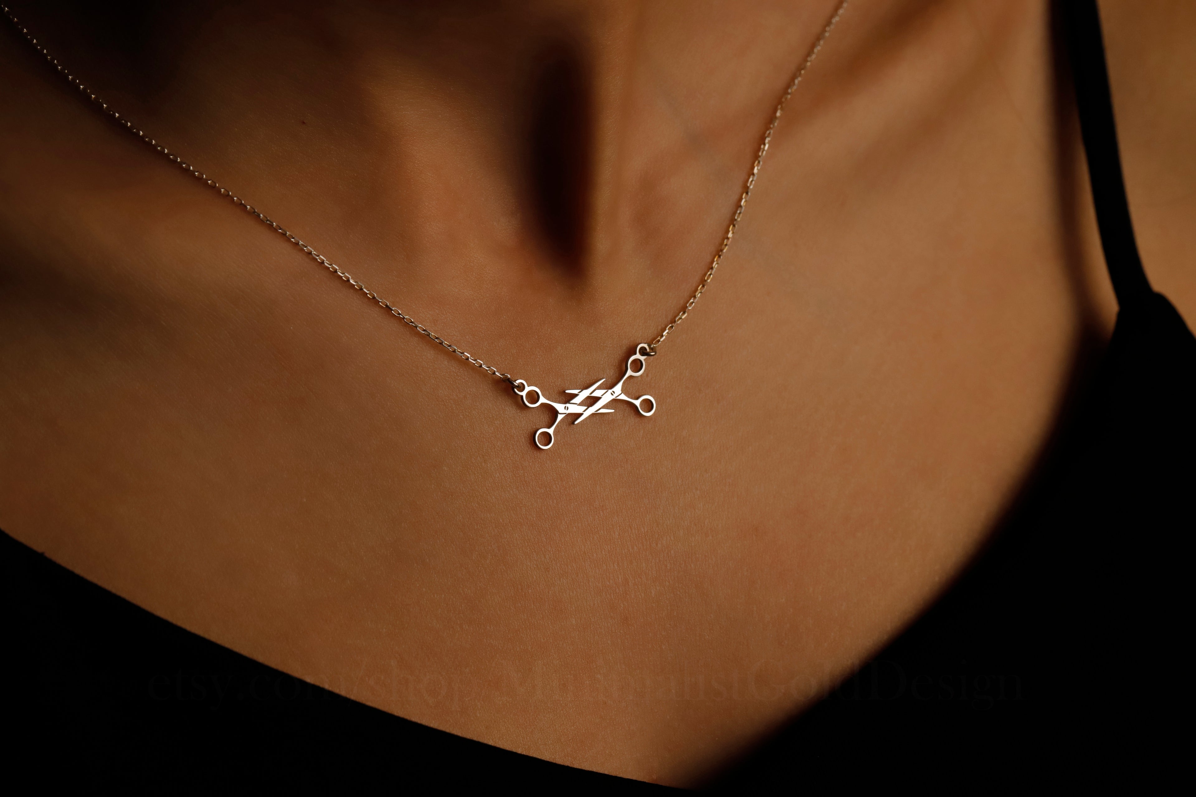 Lesbian Scissors Necklace – Minimalist Gold WLW Jewelry, Dainty Scissor Pendant