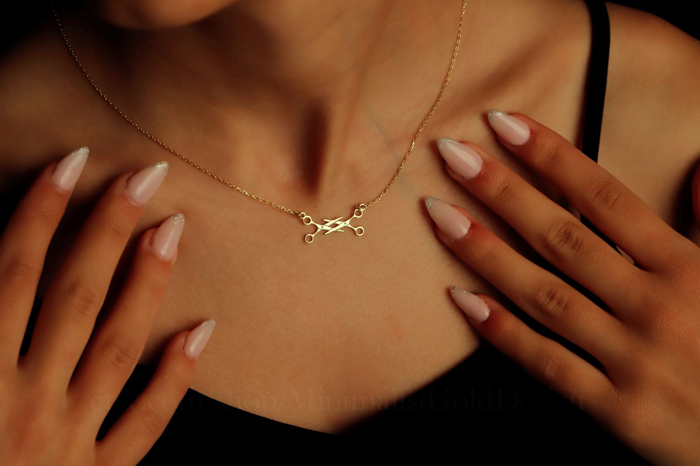 Lesbian Scissors Necklace – Minimalist Gold WLW Jewelry, Dainty Scissor Pendant