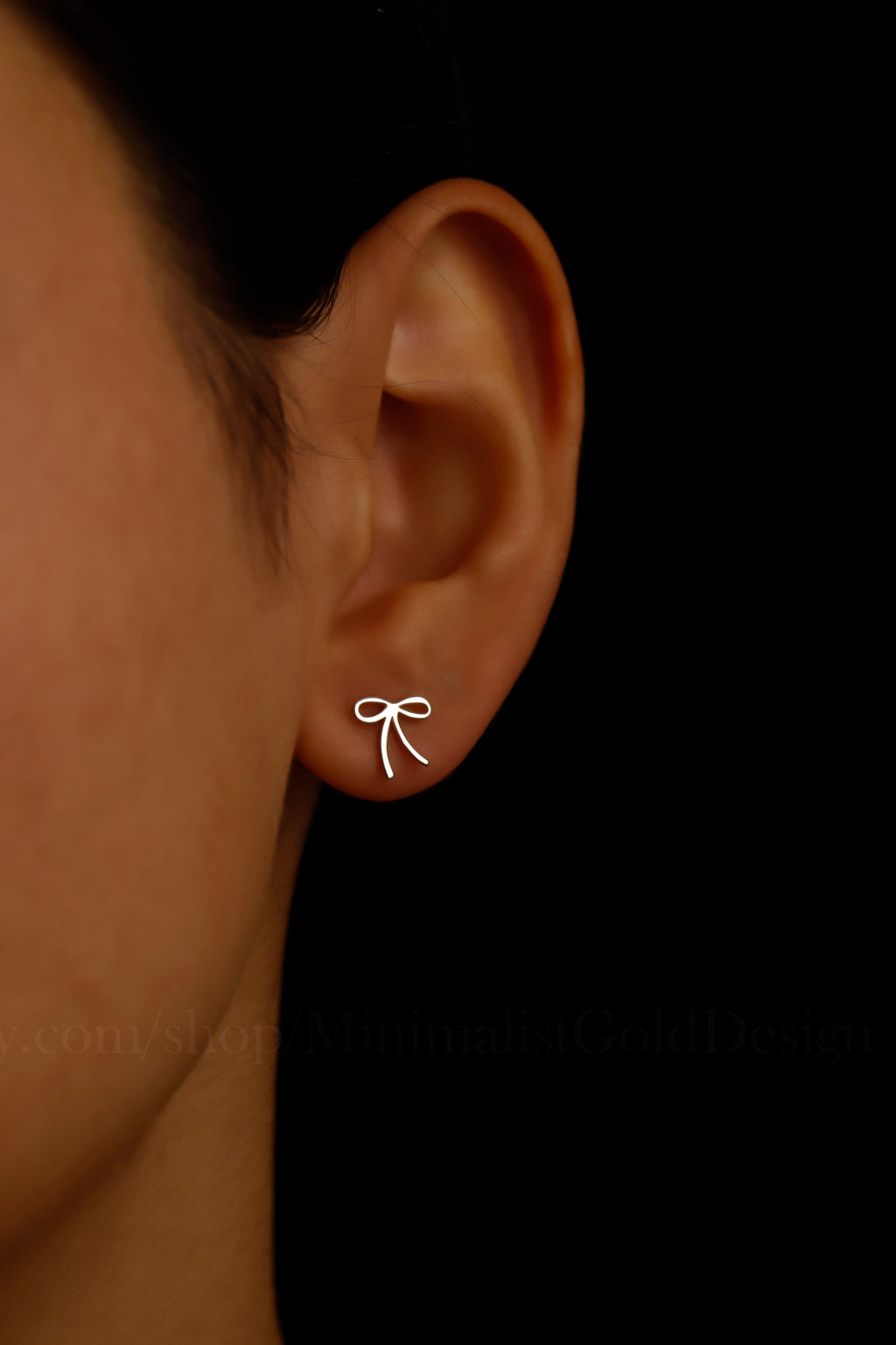 Bow Stud Earrings – Dainty Minimalist Ribbon Earrings, Cute Everyday Jewelry