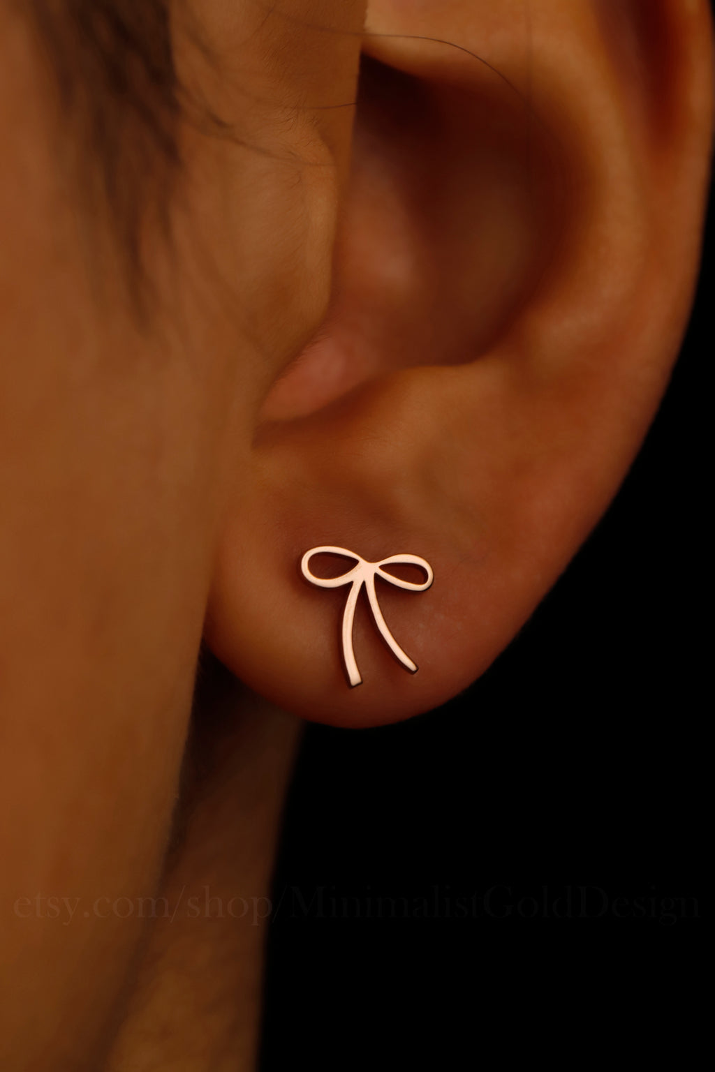 Bow Stud Earrings – Dainty Minimalist Ribbon Earrings, Cute Everyday Jewelry