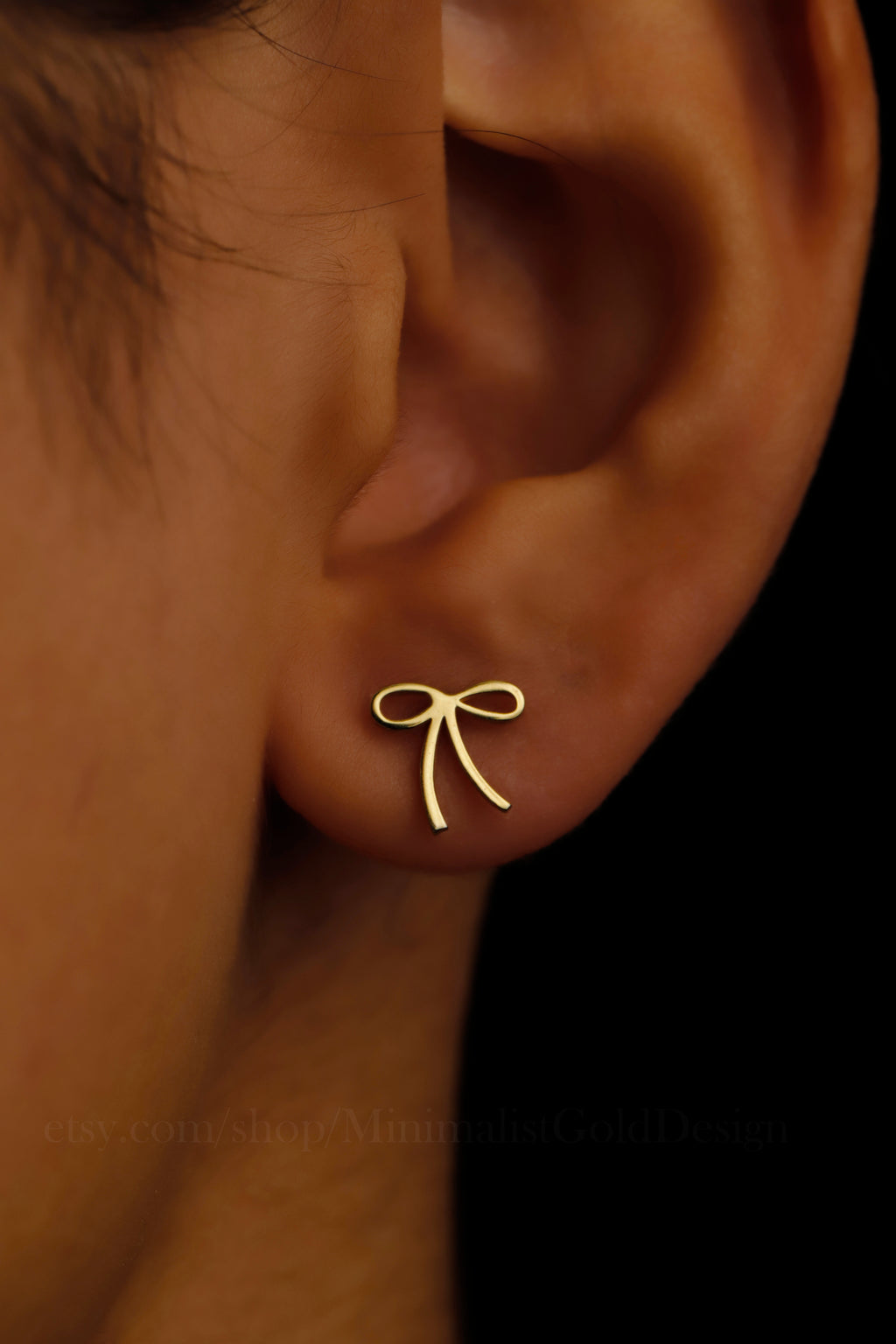 Bow Stud Earrings – Dainty Minimalist Ribbon Earrings, Cute Everyday Jewelry