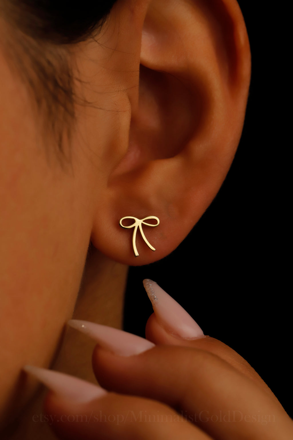 Bow Stud Earrings – Dainty Minimalist Ribbon Earrings, Cute Everyday Jewelry