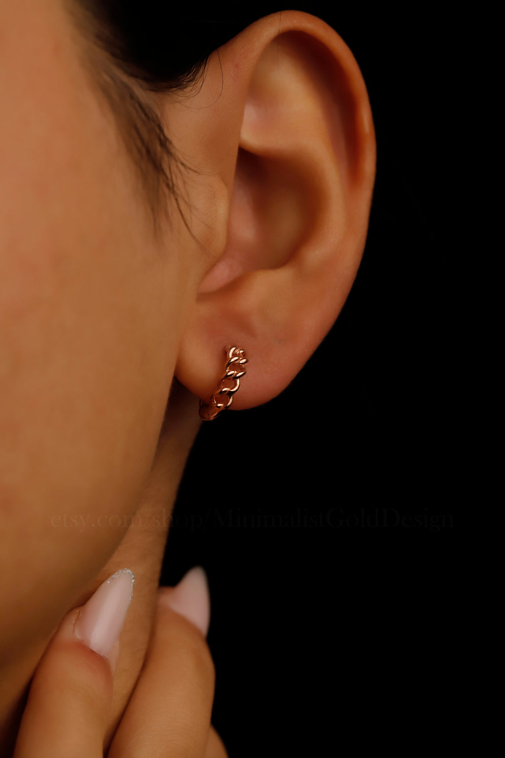 Chain Link Hoop Earrings – Dainty Minimalist Huggie Earrings, Everyday Stackable Jewelry