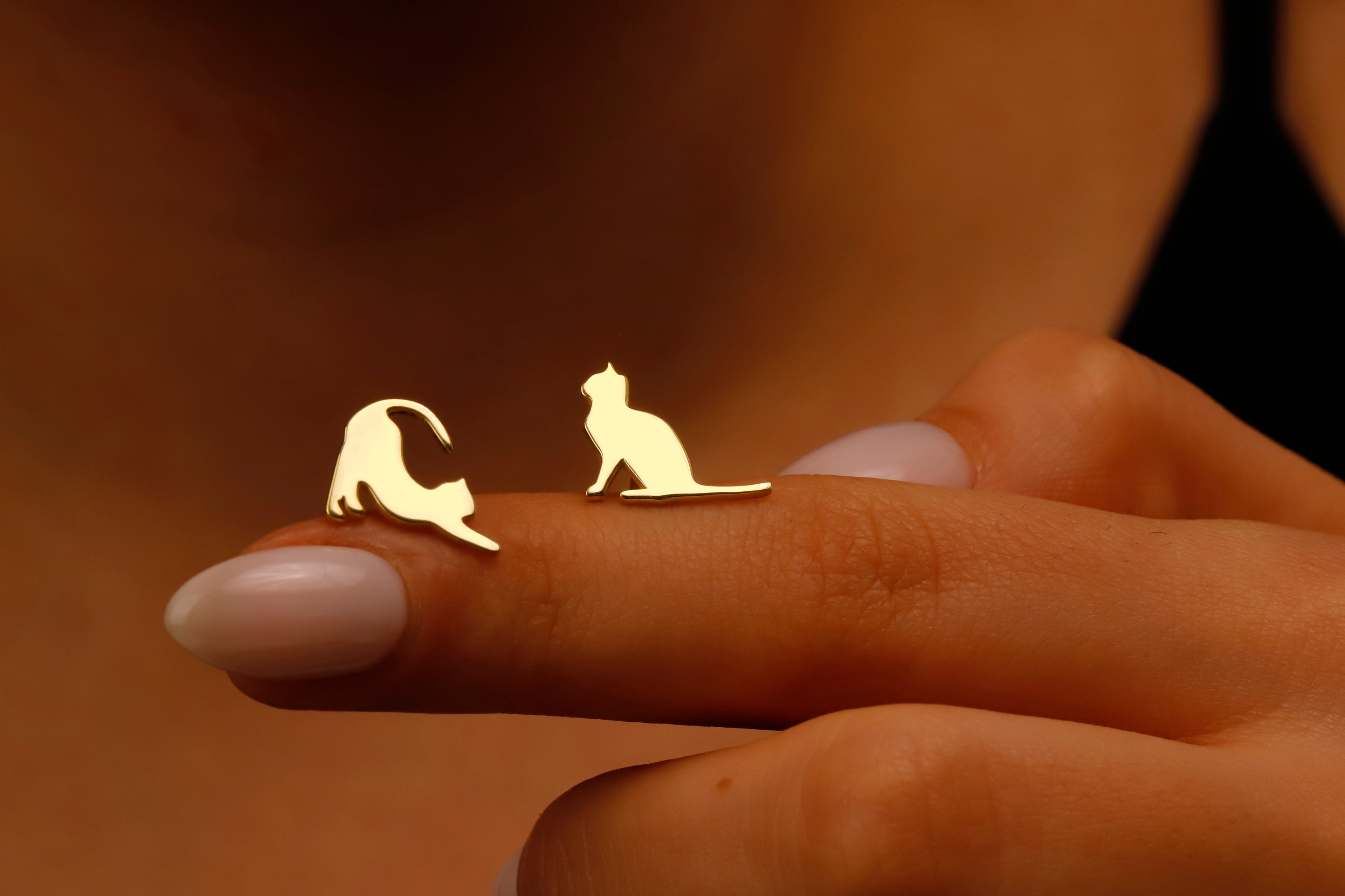 Sterling Silver Cat Stud Earring – Minimal Cat Silhouette Earring