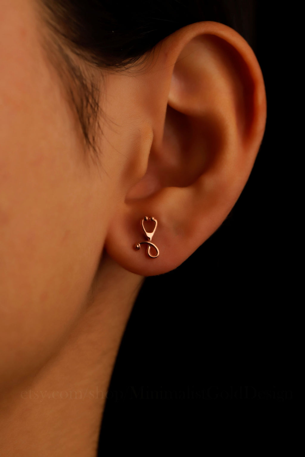 Stethoscope Stud Earrings – Gold & Silver Minimalist Medical Earrings