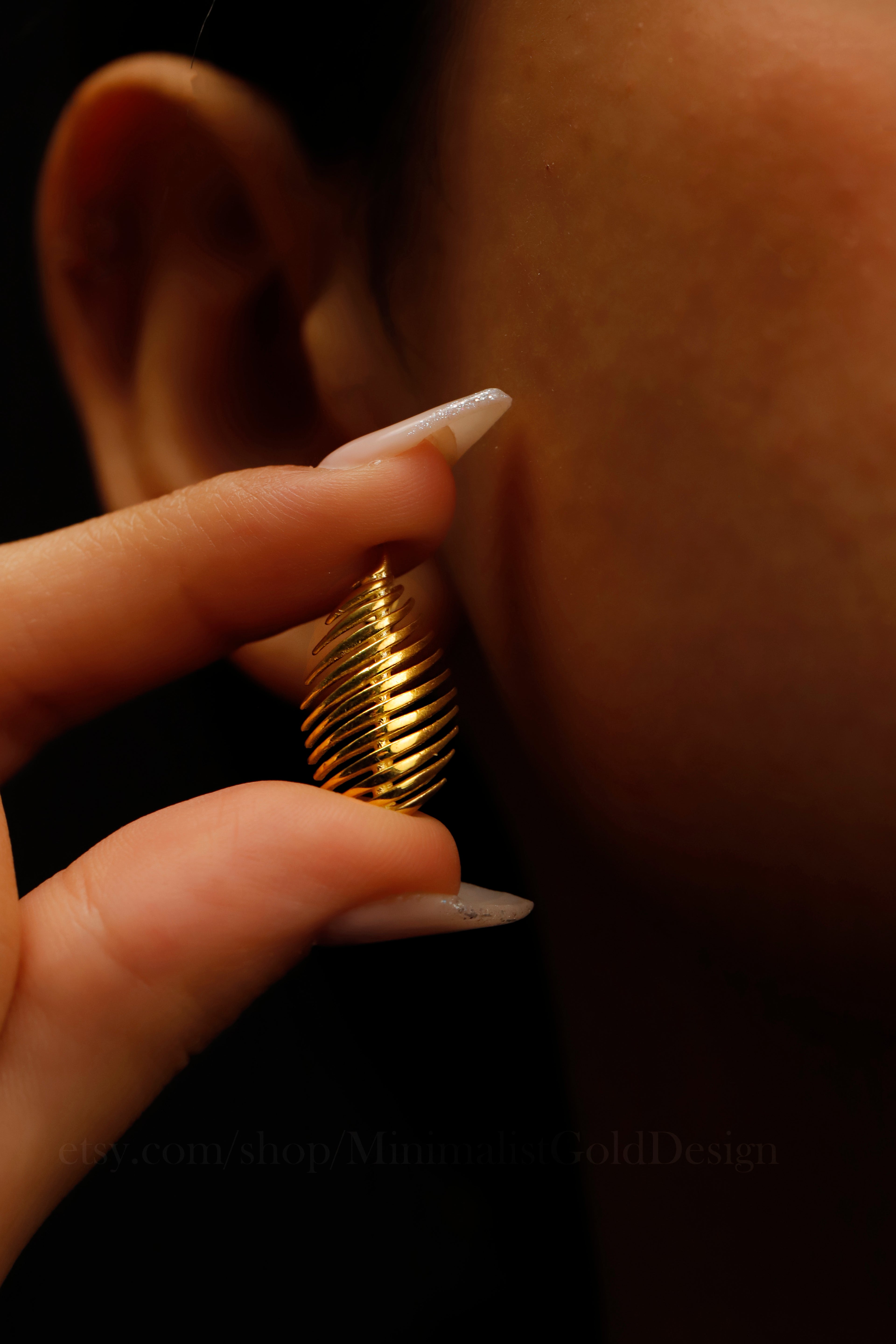 Spiral Stud Earrings – Minimalist Twisted Ribbed Earrings, Modern Statement Studs