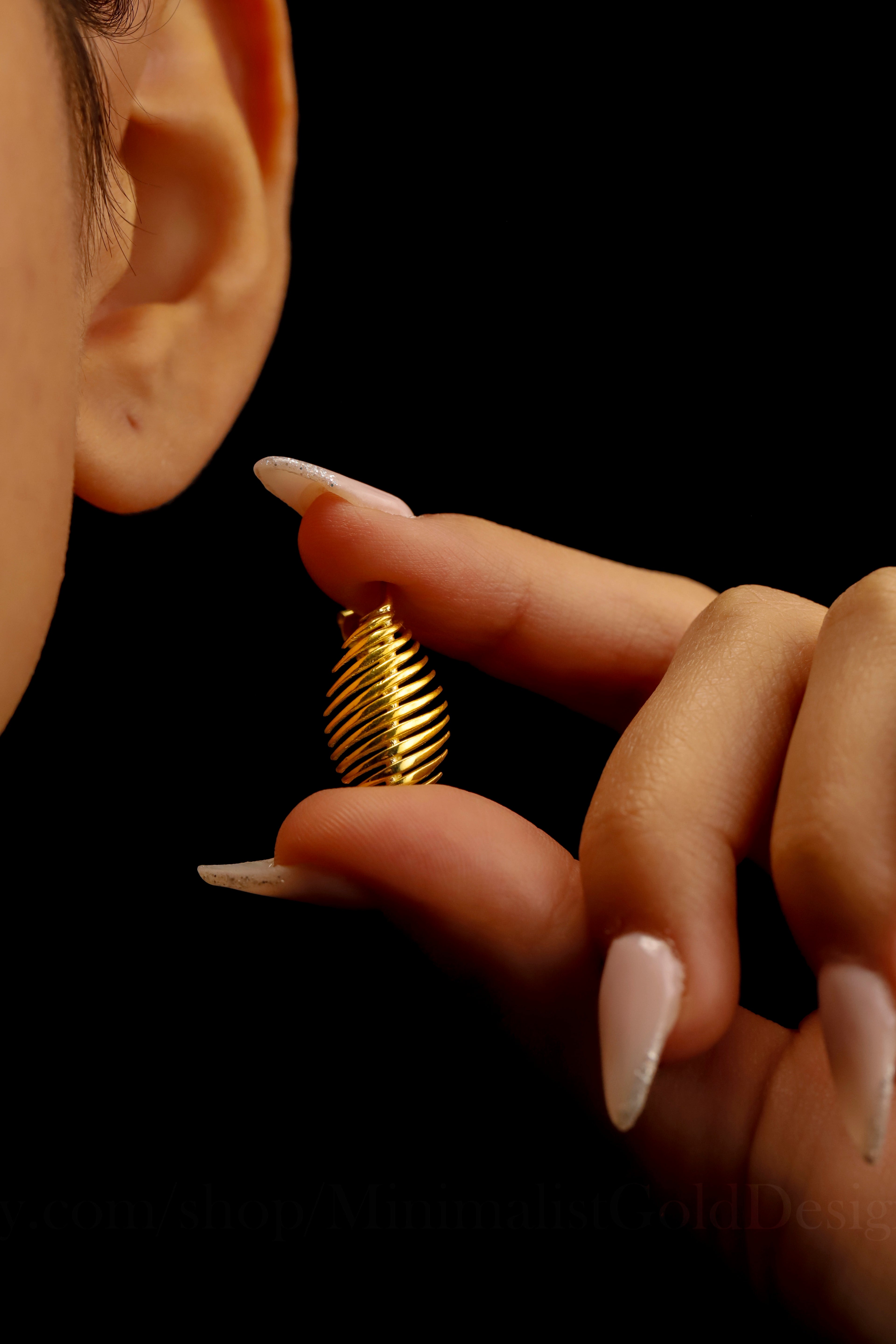 Spiral Stud Earrings – Minimalist Twisted Ribbed Earrings, Modern Statement Studs
