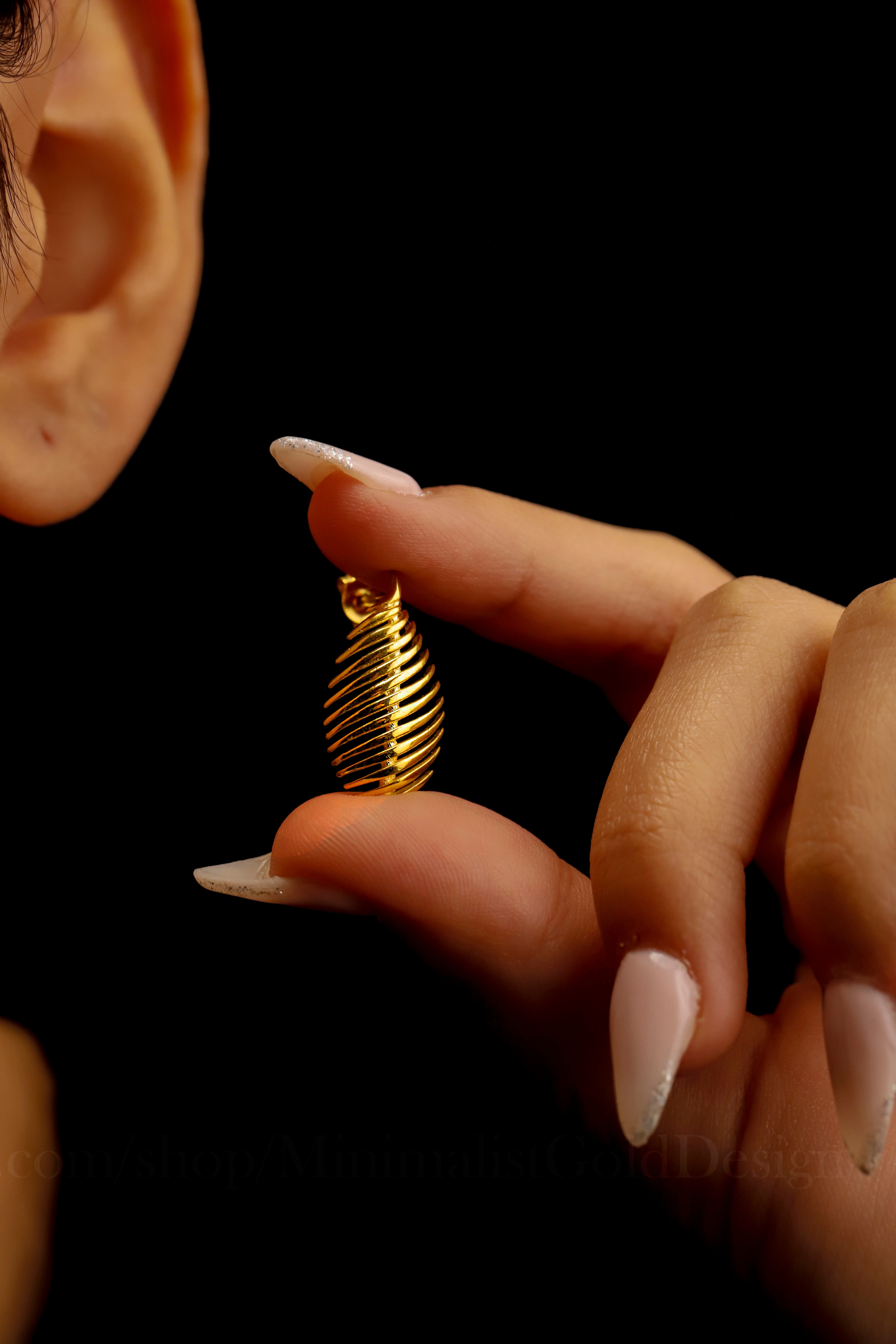 Spiral Stud Earrings – Minimalist Twisted Ribbed Earrings, Modern Statement Studs