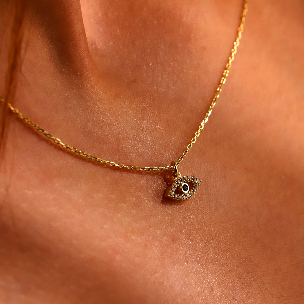 Dainty Evil Eye Necklace – Gold Protection Necklace, Spiritual Jewelry for Women