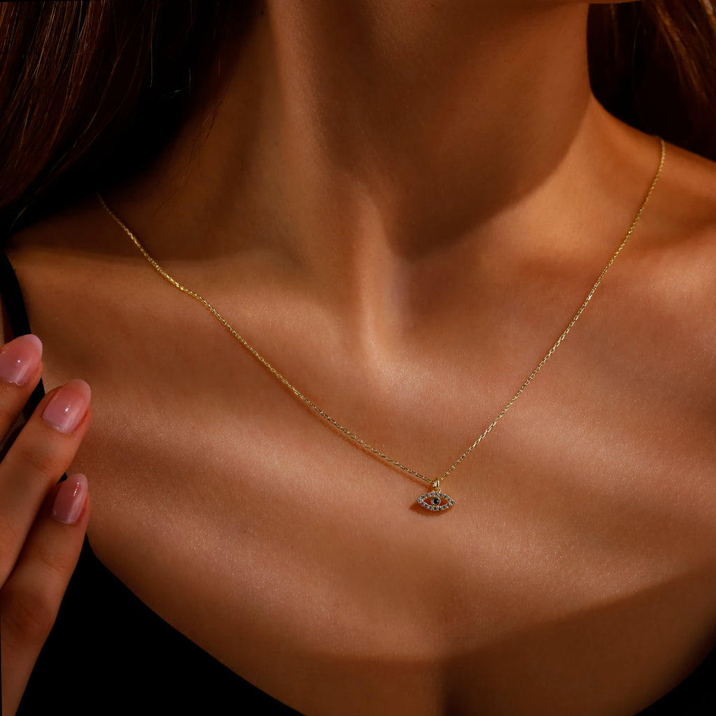 Dainty Evil Eye Necklace – Gold Protection Necklace, Spiritual Jewelry for Women