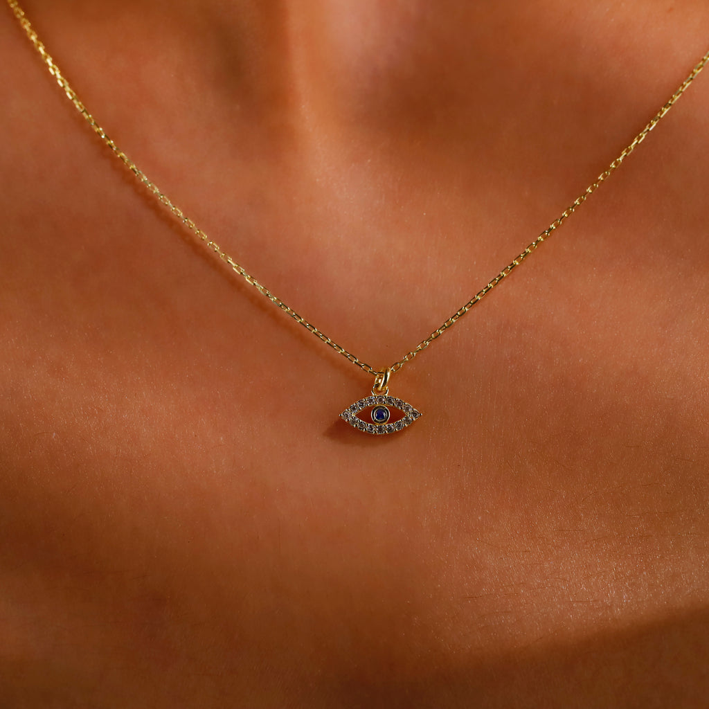 Dainty Evil Eye Necklace – Gold Protection Necklace, Spiritual Jewelry for Women