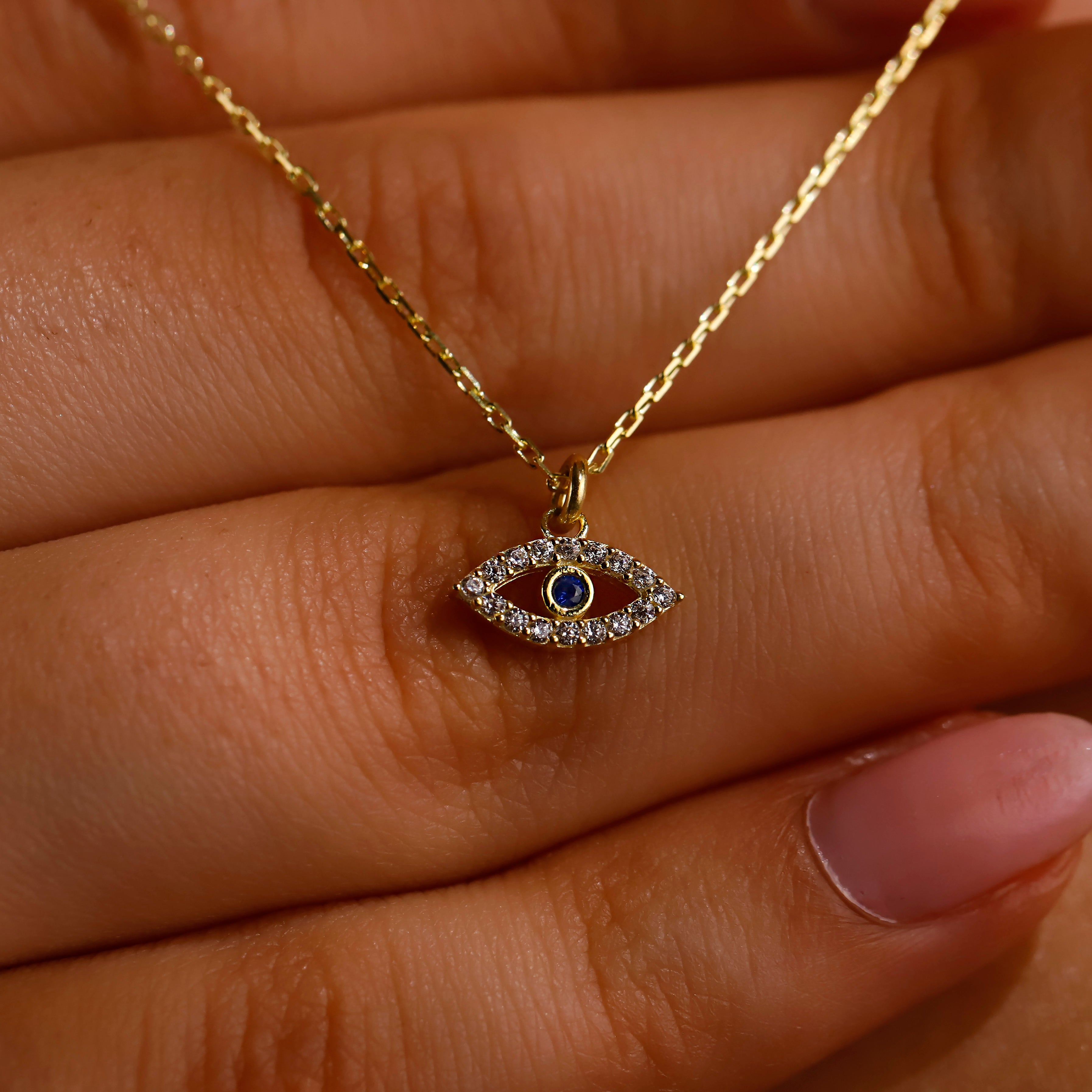 Dainty Evil Eye Necklace – Gold Protection Necklace, Spiritual Jewelry for Women