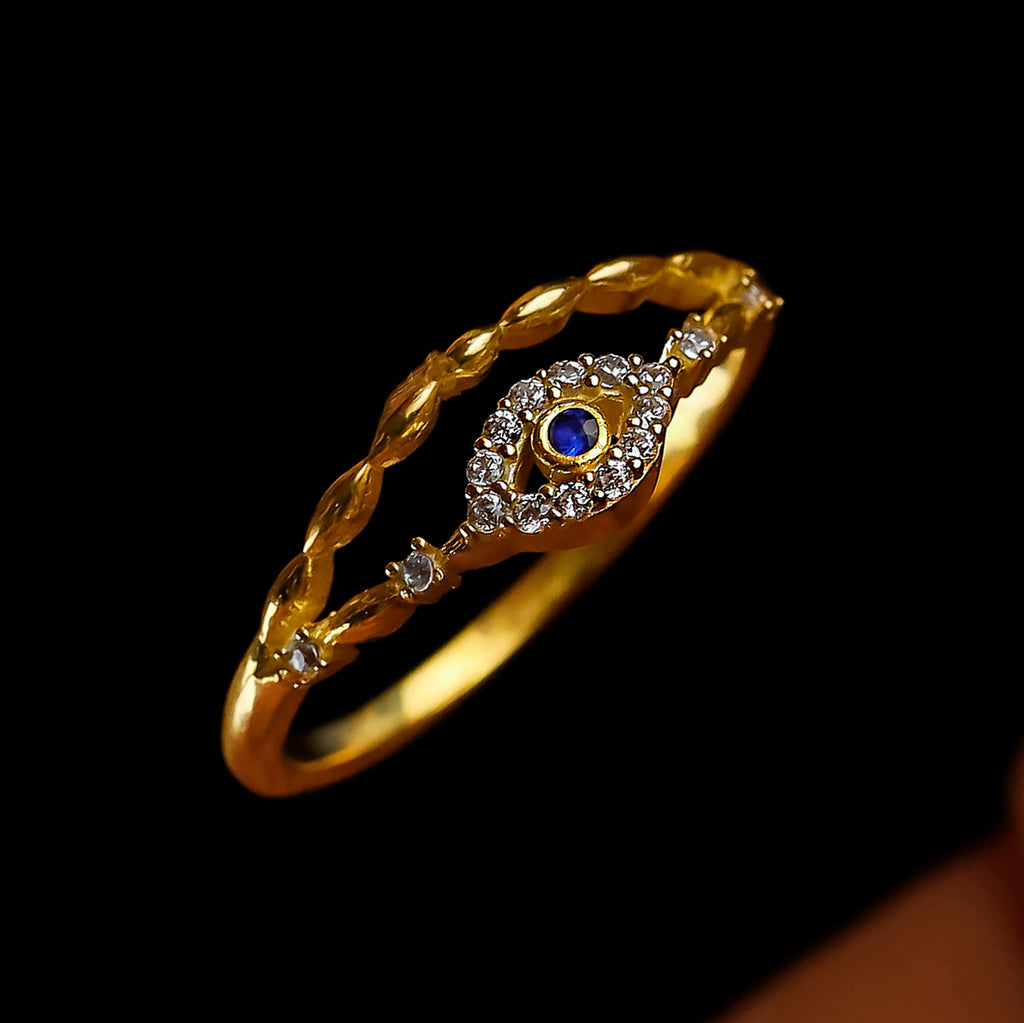 Evil Eye Ring Set, Dainty CZ Eye Ring, Gold Silver Rose Gold Stackable Rings, Minimalist Protection Jewelry