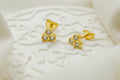 Triple CZ Stud Earrings – Minimalist 3 Stone Dainty Earrings