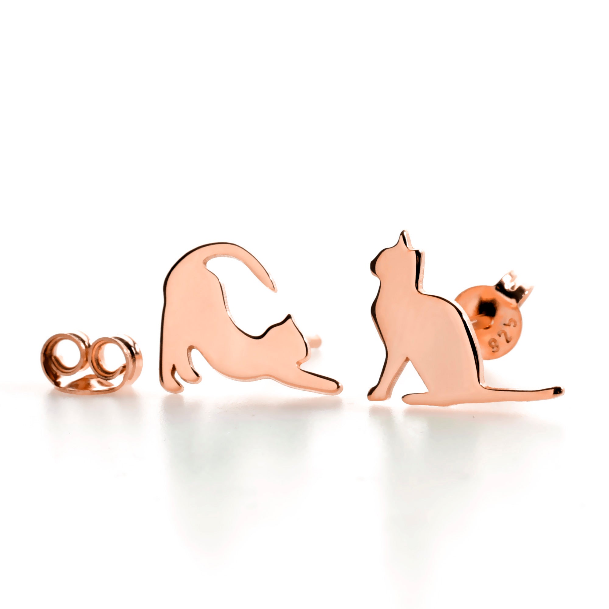 Sterling Silver Cat Stud Earring – Minimal Cat Silhouette Earring